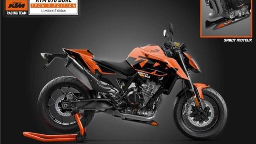 La Ktm 890 Duke Tech3 con grafica che ricorda quella di Petrucci e Lecuona