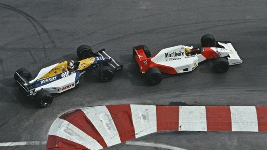 Il duello Senna-Mansell al GP Monaco 1992, vinto dal brasiliano. GETTY