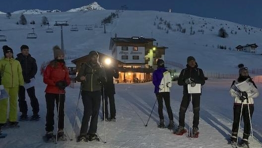 Litinerario della ciaspolata notturna parte da Motta di Sotto, Campodolcino, in Valchiavenna. Masperi