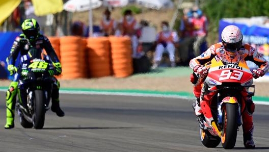 Valentino Rossi e Marc Marquez a Jerez 2020. Afp