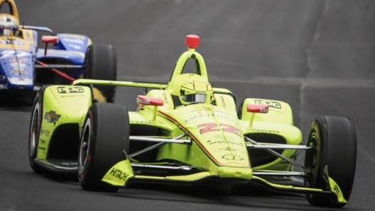 Simon Pagenaud  vincitore dell'ultima 500 Miglia di Indianapolis. Epa