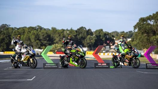 I vincitori delle tre classi: Sbk, Jonathan Rea (Kawasaki); Ssp, Andrea Locatelli (Yamaha); Ssp300, Jeffrey Buis (Kawasaki)