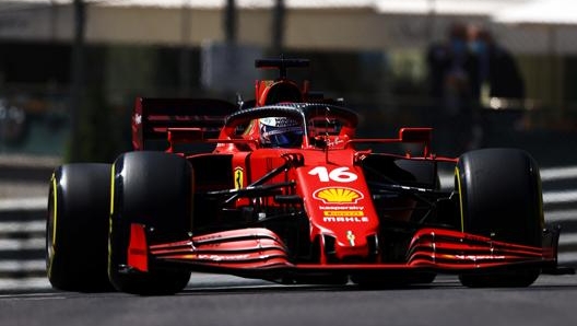 Charles Leclerc appena uscito dai box a Montecarlo. Getty