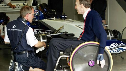 Frank Williams nel box. Epa