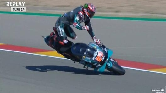 La caduta di Quartararo. Sky MotoGP