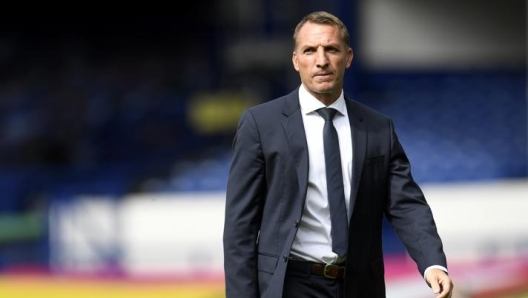 Il tecnico del Leicester, Brendan Rodgers, il 1° luglio 2020, a Liverpool, ma contro l' Everton di Carlo Ancelotti. Getty