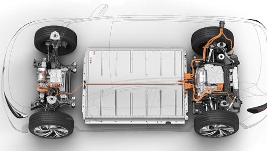 Le batterie da 77 kW/h sono alloggiate sotto il pianale