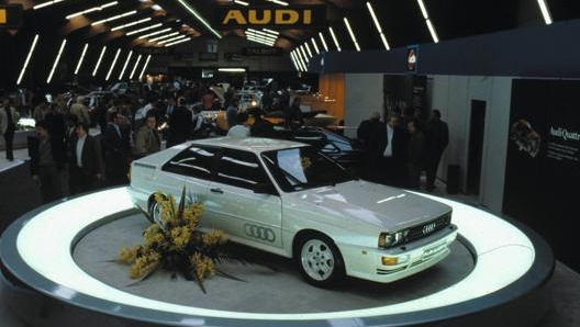 La presentazione dell’Audi Quattro al Salone di Ginevra