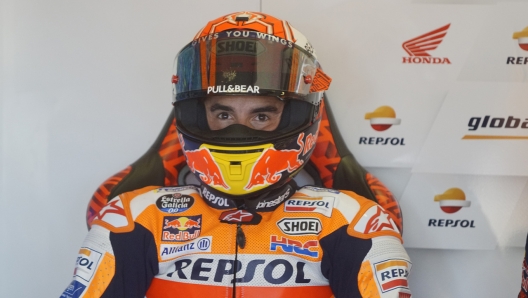 Gli occhi concentrati di Marc Marquez prima delle qualifiche del GP di Misano 2019. LaPresse