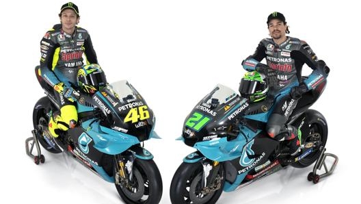 Valentino Rossi e Franco Morbidelli con la Yamaha Petronas 2021