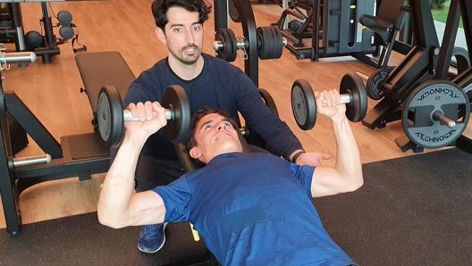 Marc Marquez in allenamento con Carlos Garcia, il suo preparatore