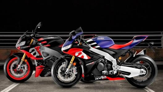 La nuova Aprilia RSV4 a fianco della sorella Tuono V4, anch’essa evoluta per il 2021