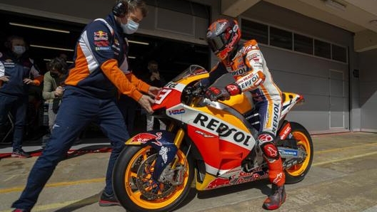 Marc Marquez durante il test day con la Honda RC213V-S