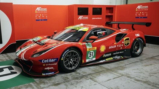 La Ferrari 488 Gte con la nuova livrea per la stagione 2021 del Campionato del mondo endurance Fia Wec