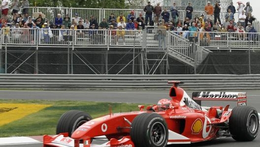 Schumacher sulla F2003-GA in Canada. Ap