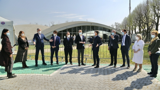 La presentazione del centro vaccinale nell’area dell’ex museo all’Autodromo di Monza. G. Masperi