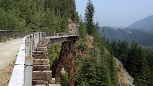 Un tratto dellex percorso da Paulouse al Cascade State Park, nello stato di Washington. Foto: Gary Toriello/railstotrails.org