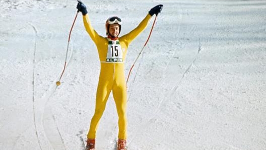 L’arrivo di Klammer al traguardo della discesa libera di Innsbruck 1976