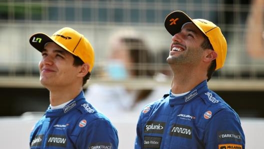 Lando Norris e Daniel Ricciardo, piloti McLaren che vestono Sparco. Getty