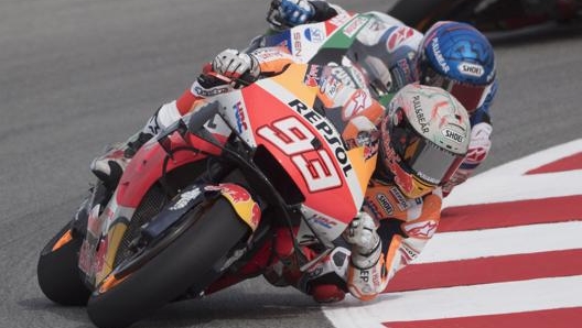 Marquez sulla Honda RC213V al Montmelò. Getty