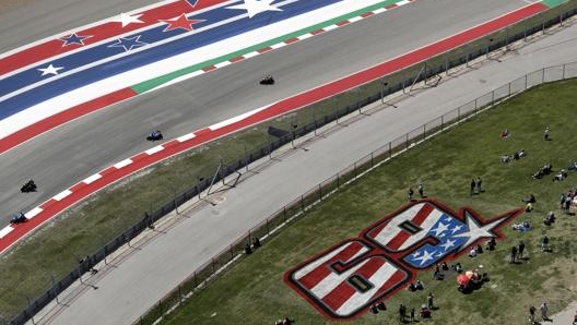 MotoGP in azione sulla pista di Austin, in Texas. Ap