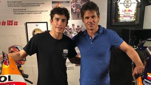 Marc Marquez qualche anno fa con Alex Criville, campione del mondo  in 500 nel 1999