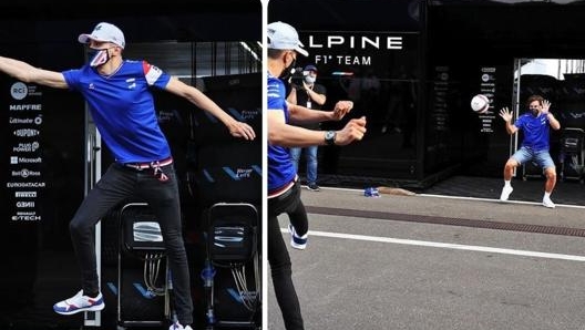 Ocon e Fernando Alonso si rendono protagonisti di sfide a calcio nel tempo libero nel paddock (foto @estebanocon)