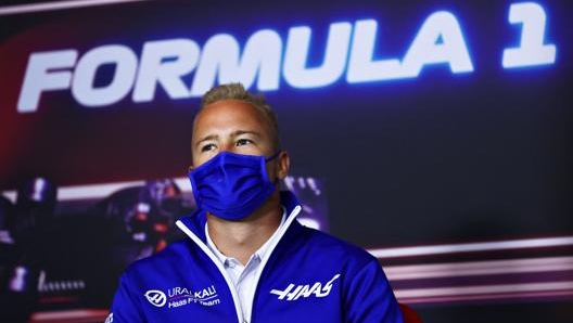 Nikita Mazepin durante la conferenza stampa del GP Austria. Afp