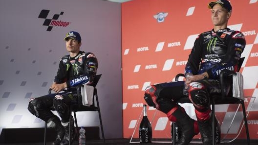 Vinales e Quartararo in conferenza dopo il GP Olanda ad Assen. Getty