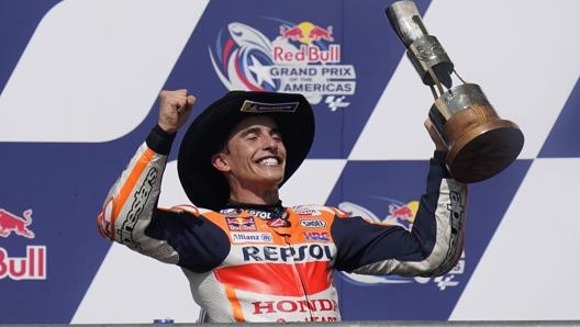 Marc Marquez esulta dopo la vittoria al GP di Austin. Getty Images