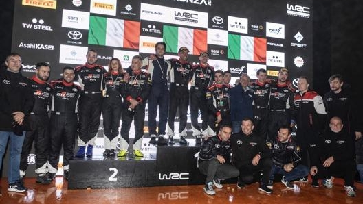 I trofeisti sul podio dell’Aci Rally di Monza 2021