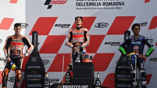 Il podio di Misano. Afp