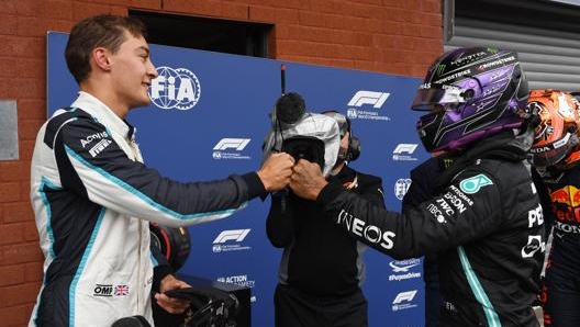 George Russell e Lewis Hamilton a Spa. Getty