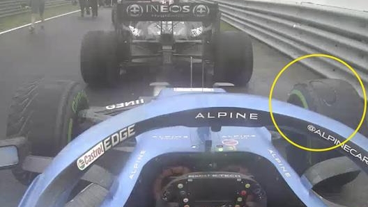 Le gomme dell’Alpine di Ocon, arrivato al traguardo dopo 58 giri senza soste