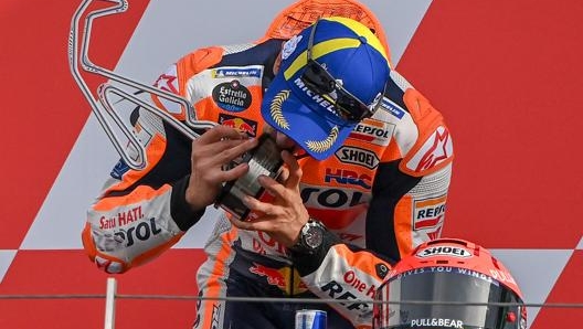 Marquez dopo l’ultima vittoria a Misano