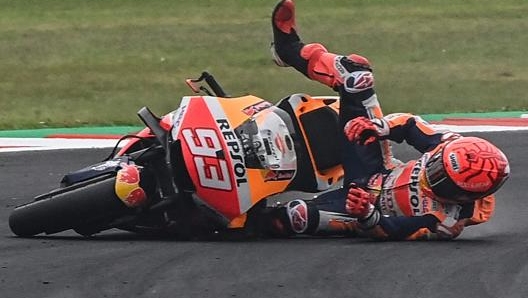 Una scivolata di Marc Marquez. Afp