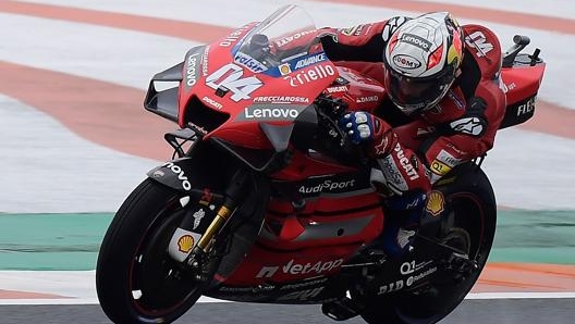 Andrea Dovizioso, 34 anni, in azione con la Ducati: in rosso ha vinto 14 GP. Afp