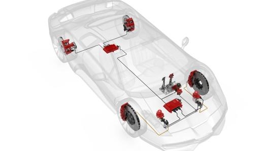 Lo schema del sistema brake by wire della Brembo