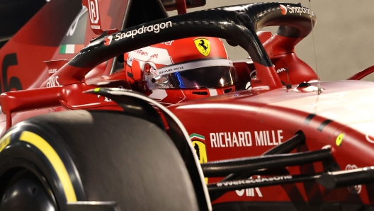 Ferrari's Monegasque driver Charles Leclerc drives during the second practice session ahead of the Bahrain Formula One Grand Prix at the Bahrain International Circuit in the city of Sakhir on March 18, 2022. (Photo by Giuseppe CACACE / AFP)