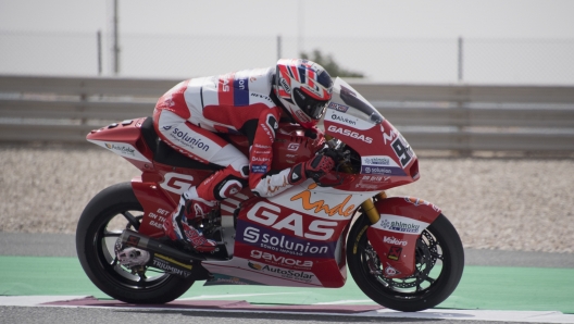 DOHA, QATAR - MARCH 04: Jake Dixon of Great Britain and GasGas Aspar Team heads down a straight during the MotoGP of Qatar - Free Practice  at Losail Circuit on March 04, 2022 in Doha, Qatar. (Photo by Mirco Lazzari gp/Getty Images,)