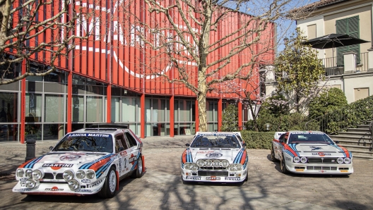 Lancia Delta, Lancia Rally 037 e Kimera Evo37 in abito Martini Racing