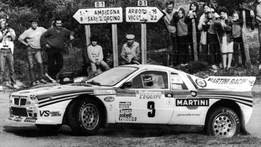 Rally di Corsica 1983, l'equipaggio vincitore, Alen e Kivimaki su Lancia Rally 037