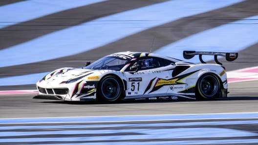 La Ferrari 488 GT3 numero 51 del team Iron Lynx durante i test al Paul Ricard. Gtwce/Dirk Bogaerts