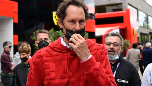 Fiat Chrysler Automobiles (FCA) Chairman John Elkann arrives at the Autodromo Internazionale Enzo e Dino Ferrari race track in Imola on April 24, 2022, ahead of the Formula One Emilia Romagna Grand Prix. (Photo by MIGUEL MEDINA / AFP)