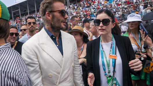 epa09934835 Former English professional footballer and the current president and co-owner of Inter Miami CF David Beckham on the grid prior to the Formula One Grand Prix of Miami at the Miami International Autodrome in Miami Gardens, Florida, USA, 08 May 2022.  EPA/SHAWN THEW