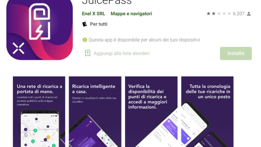 L'app per la ricarica delle auto elettriche Enel X Juicepass