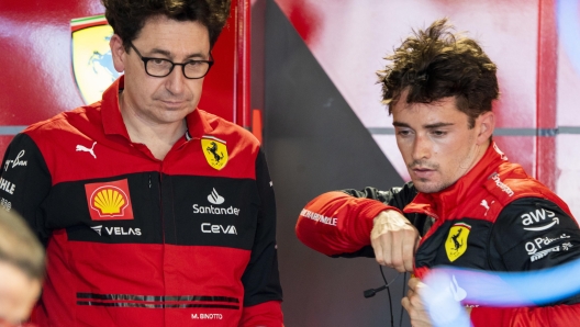 La delusione di Mattia Binotto e Charles Leclerc. Epa