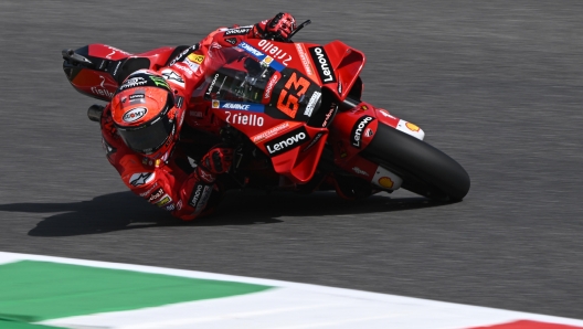 Italy's Francesco Bagnaia Ducati Lenovo Team in action during the free practice session of the Motorcycling Grand Prix of Italy at the Mugello circuit in Scarperia, central Italy, 27 May 2022. ANSA/CLAUDIO GIOVANNINI