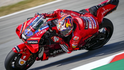 epa09995232 Australian MotoGP rider Jack Miller, of Ducati Lenovo team, during a free practice session for the Grand Prix of Catalunya at Circuit de Barcelona-Catalunya track, in Montmelo, Spain, 04 June 2022. The 2022 Catalan Grand Prix takes place on 05 June.  EPA/Enric Fontcuberta