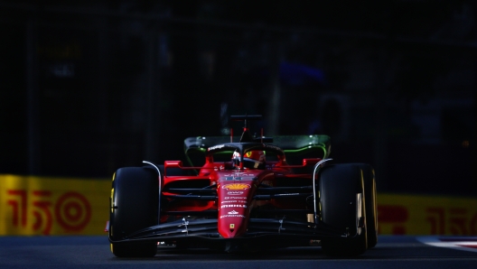 BAKU, AZERBAIJAN - JUNE 10: Charles Leclerc of Monaco driving the (16) Ferrari F1-75 on track during practice ahead of the F1 Grand Prix of Azerbaijan at Baku City Circuit on June 10, 2022 in Baku, Azerbaijan. (Photo by Mark Thompson/Getty Images)